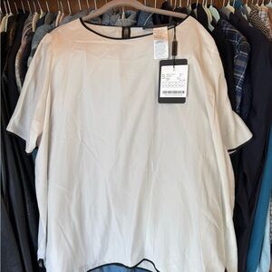 Marina Rinaldi Cream Blouse with Black Trim